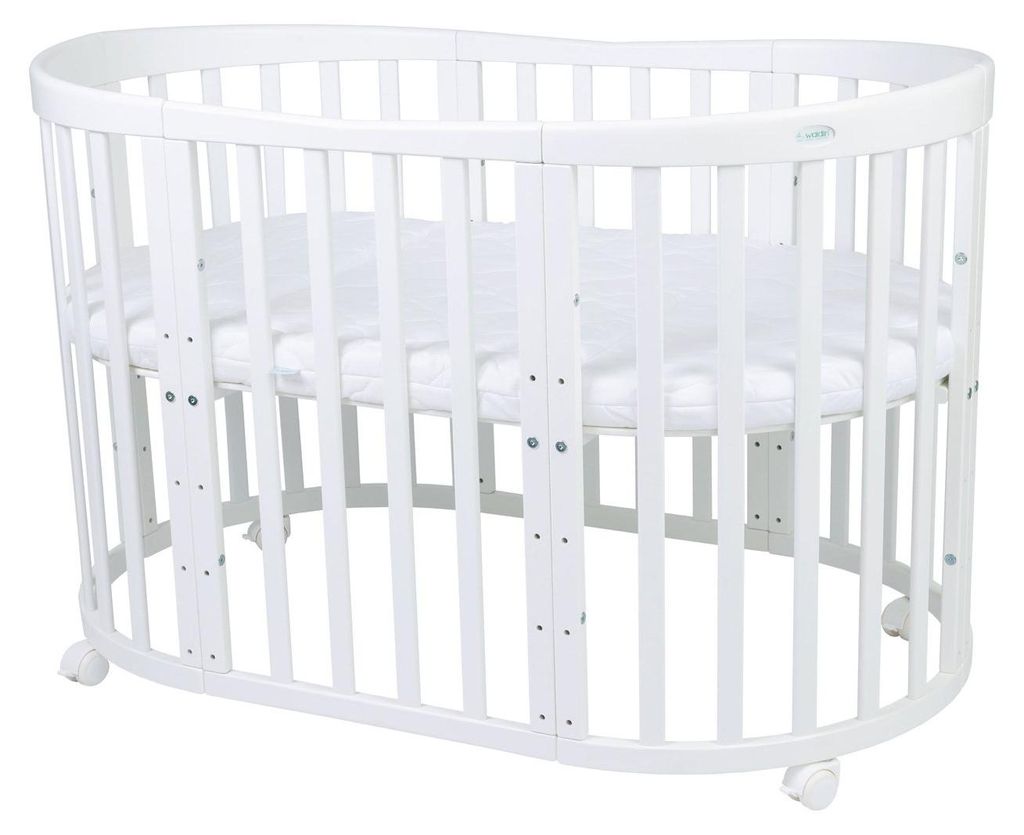 Waldin Oval 7-in-1 Bett mit Matratze Weiß Produktbild 