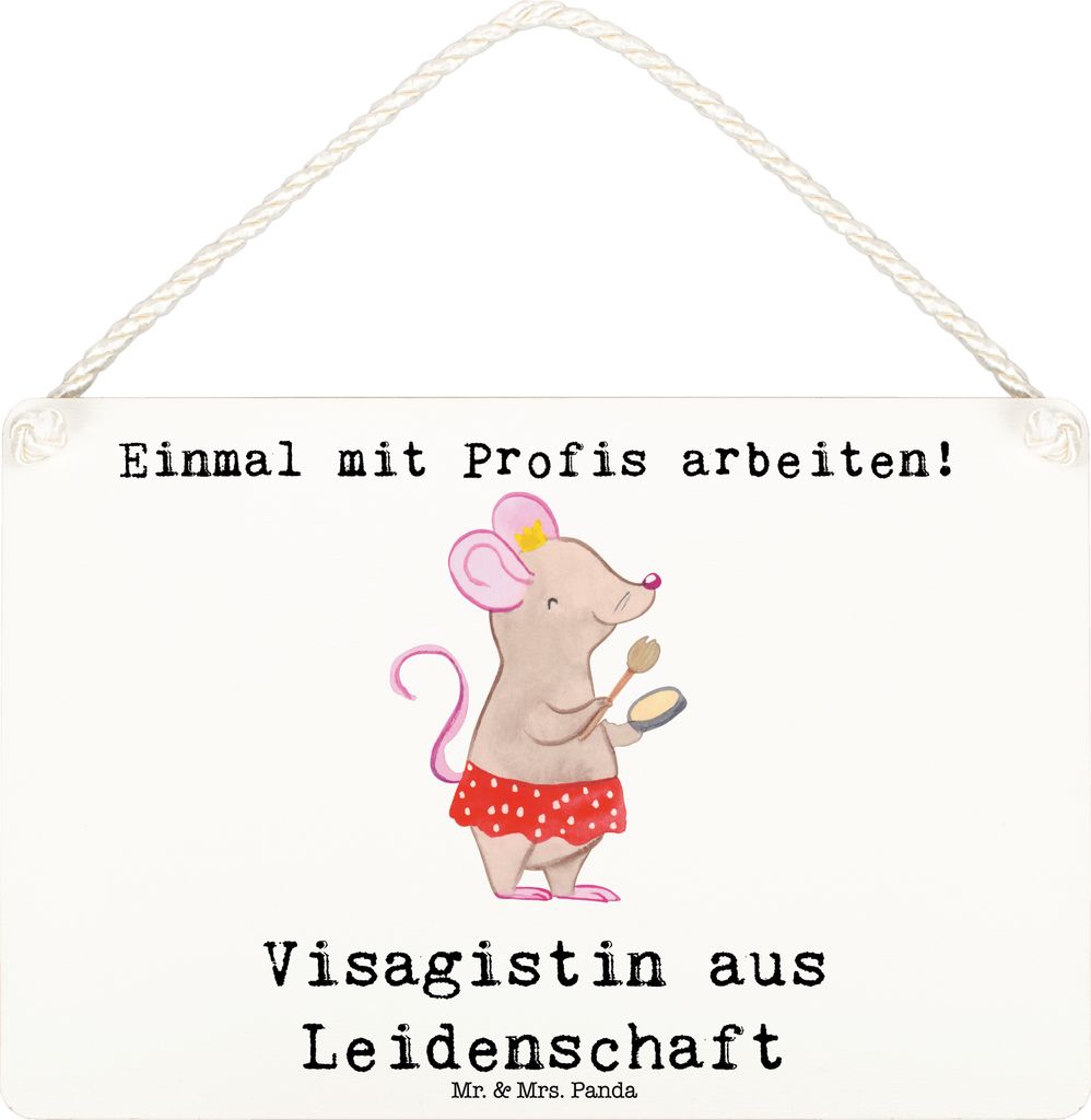 Mr. & Mrs. Panda Schild Visagistin Leidenschaft DIN A6 - Weiß - Geschenk, Holzschild, holzbild, Lustig, wandtafel, Ausbildung, Kosmetikstudio, Tü...
