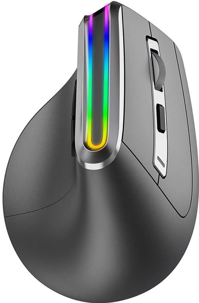 Souris ergonomique verticale rechargeable USB-C grise et silencieuse