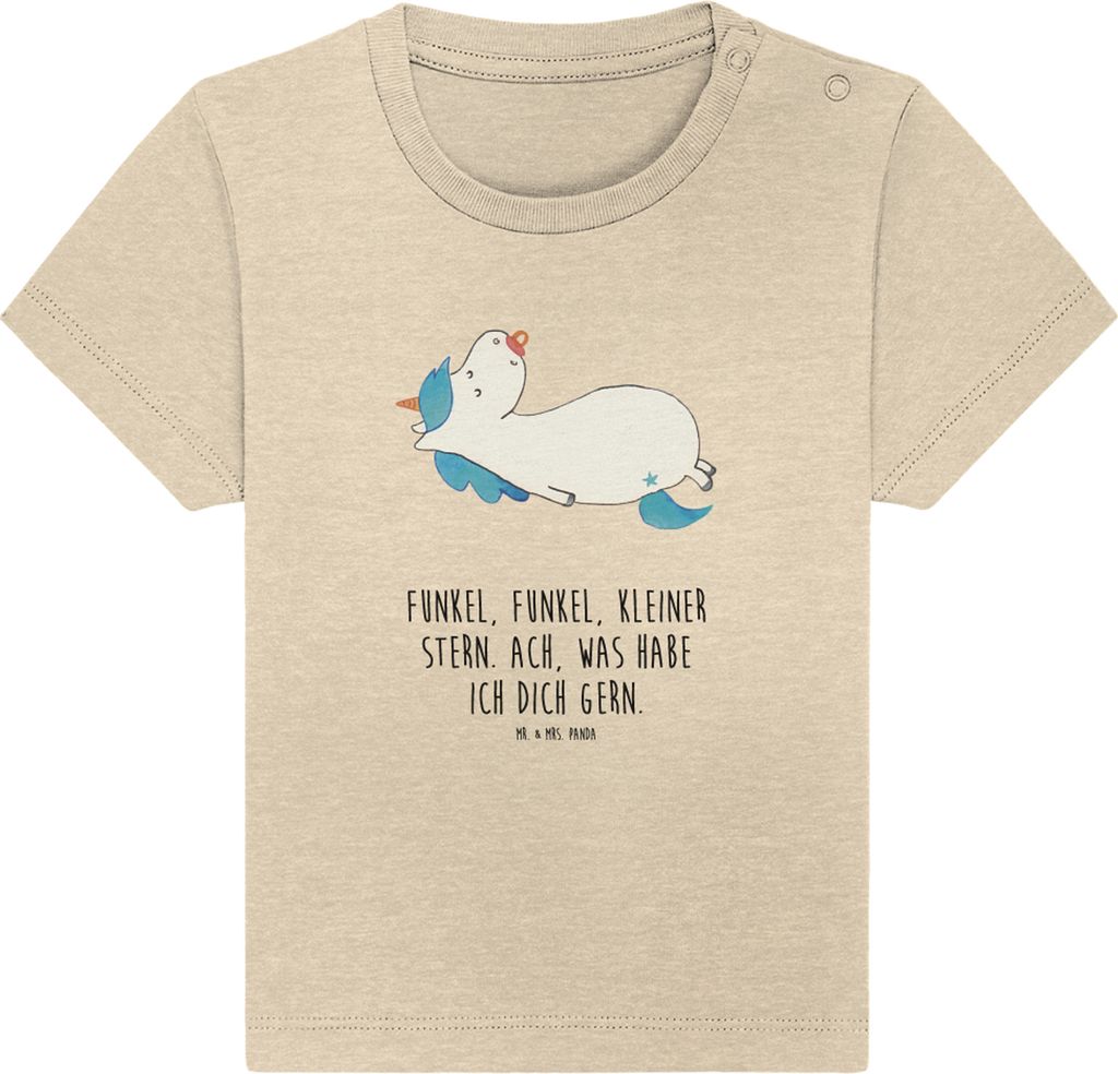 Mr. & Mrs. Panda Babyshirt Einhorn Schnuller 6. - 12. Monat - Natural Raw - Geschenk, Mama, Geburtstag, Baumwolle Baby Shirt, Unicorn, Mutter, T-Sh...