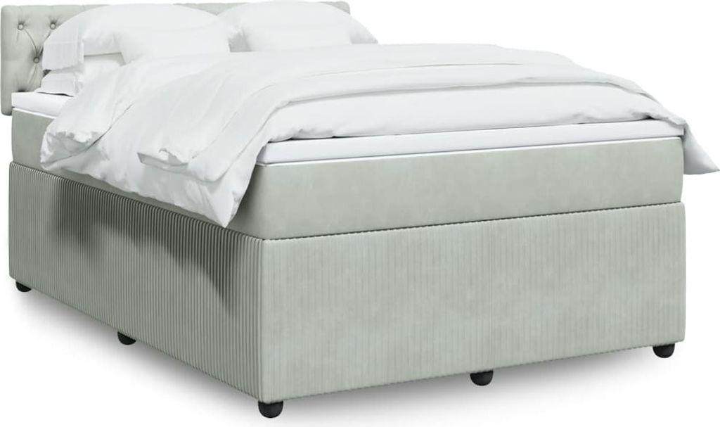 Maison Exclusive - Boxspringbett mit Matratze Hellgrau 140x200 cm Samt