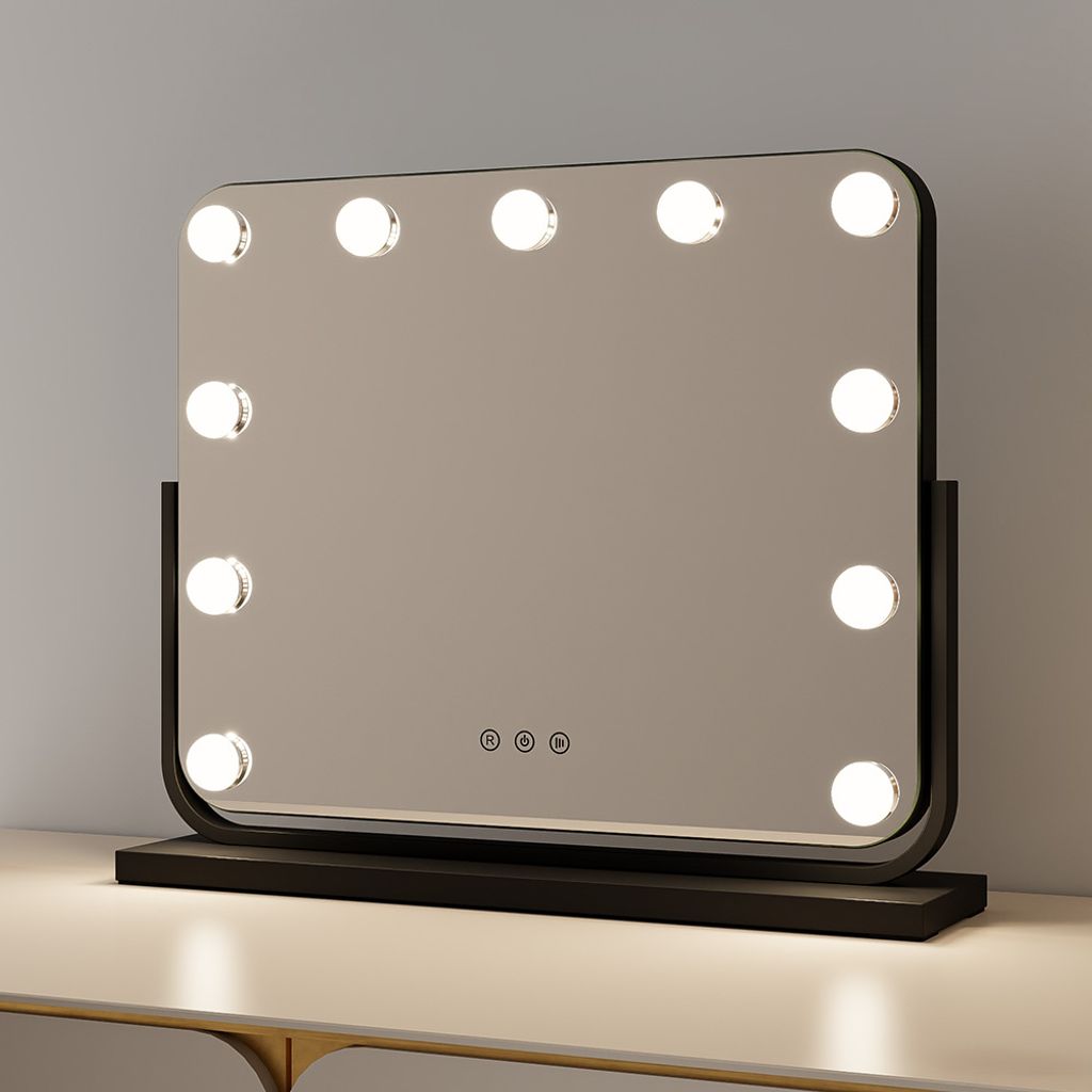 Milton & Oldbrook Hollywood Spiegel mit Beleuchtung 47 x 38 cm Trofa Schwarz