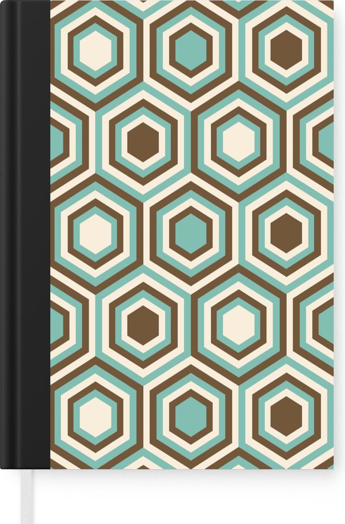 MuchoWow Notizbuch Tagebuch Haushaltsbuch Notebook A5 Retro - Honigwabe - Blau - Braun - Notizblock - Notizheft - Notebook - Schreibblock - Papier