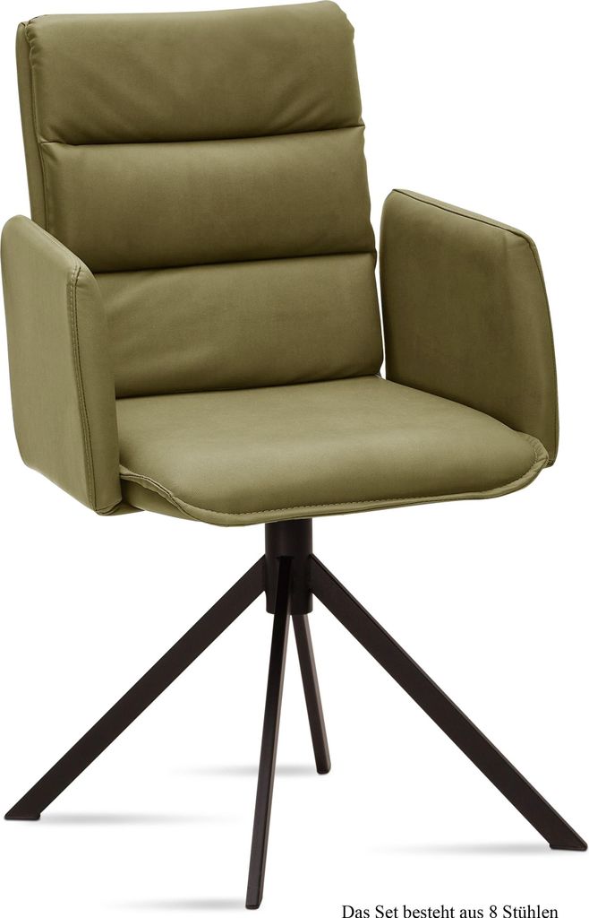Armlehnstuhl (8er-Set) Dulci 52x92x60 Schwarz/Olivgrün
