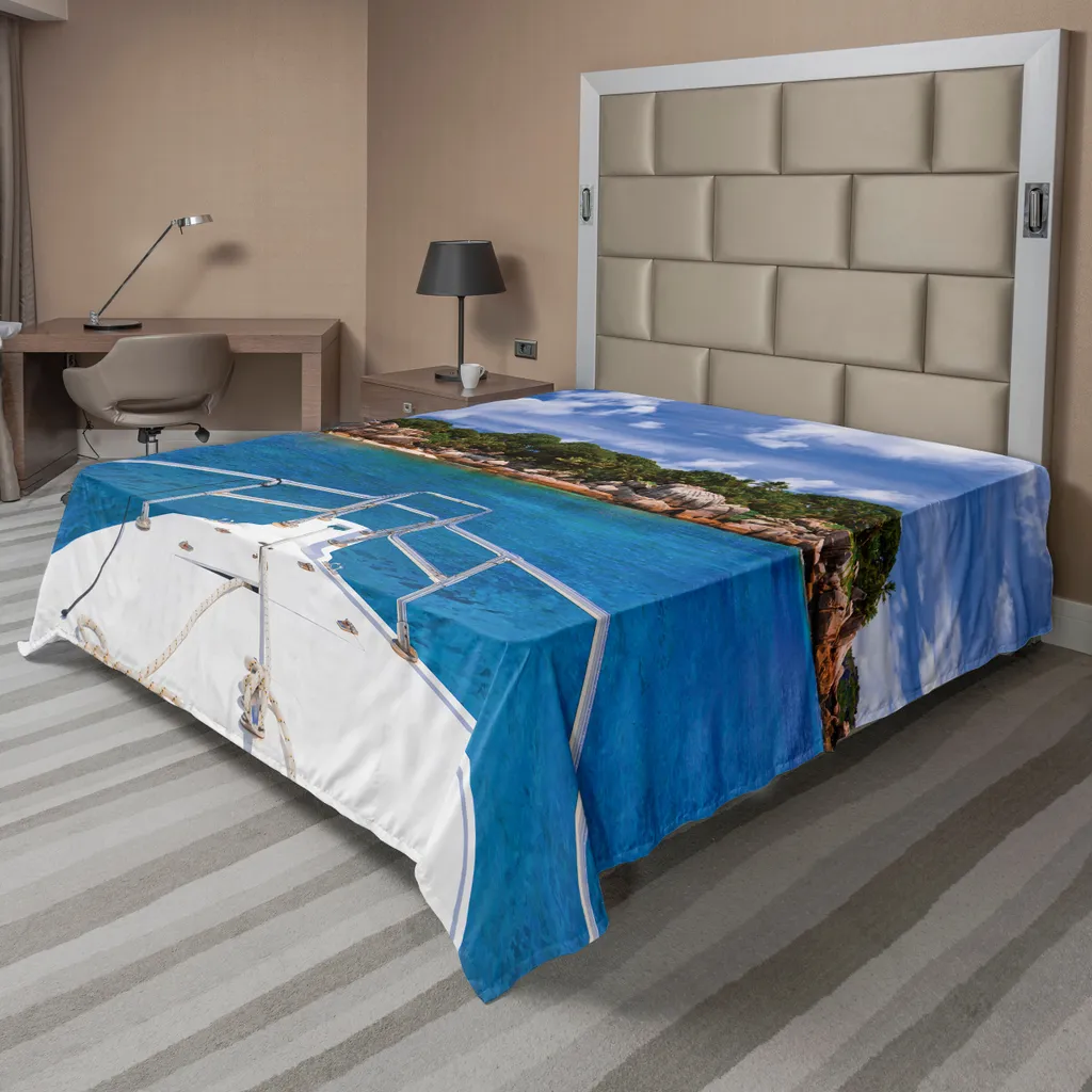 Drap de dessus imprimé île tropicale en tissu doux 1 pièce 266x260 cm