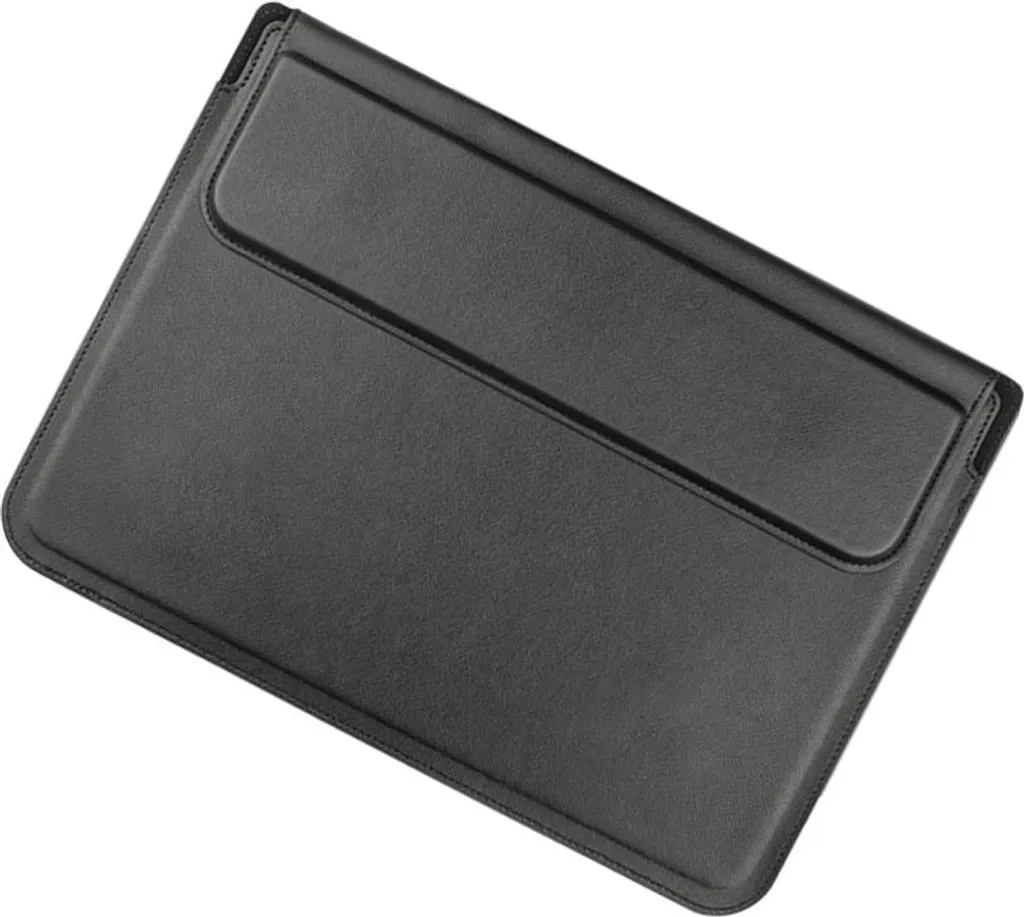 Borsa Laptop 14 Pollici Slim in Pelle | Travel Case con Stand Nero