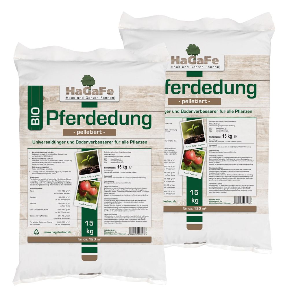 2 x 15kg HaGaFe  Pferdedung, Pferdemist, Universaldünger,  Produktbild 