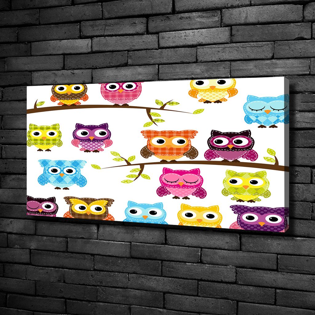 Tulup Leinwandbild -100x50 cm - Wandkunst - Drucke auf Leinwand - Leinwanddruck - Kinderzimmer - Mehrfarbig - Bunte Eulen