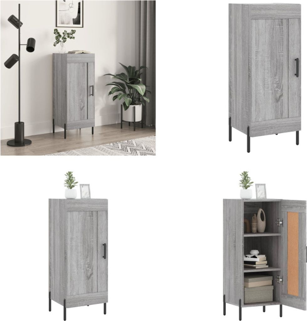 vidaXL Sideboard Grau Sonoma 34,5x34x90 cm Holzwerkstoff - Sideboard - Sideboards - Schrank - Aufbewahrungsschrank