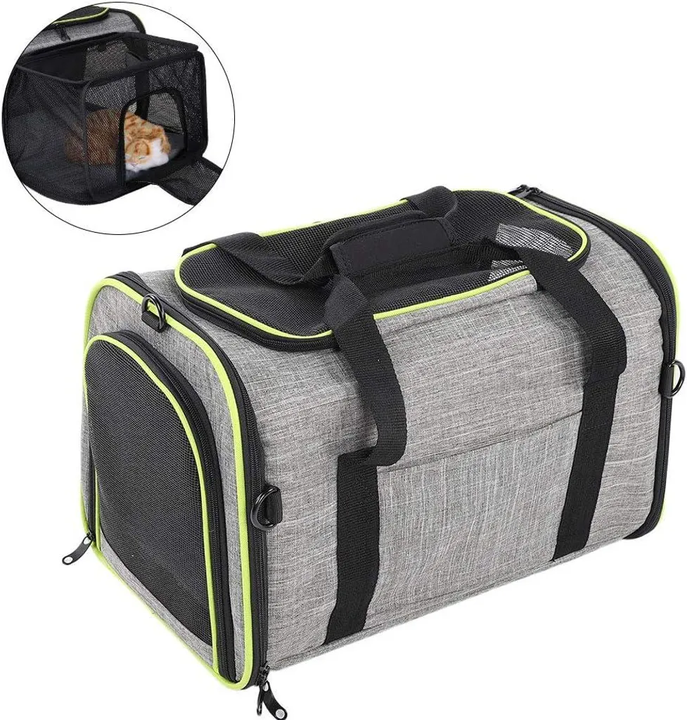 Cage de transport portable pour animaux respirante avec bretelles réglables