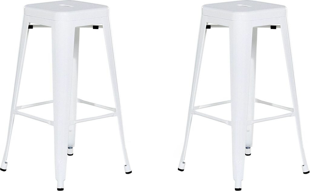 BELIANI Trendy Barhocker 2er Set Weiß Metall 76 cm Industriell
