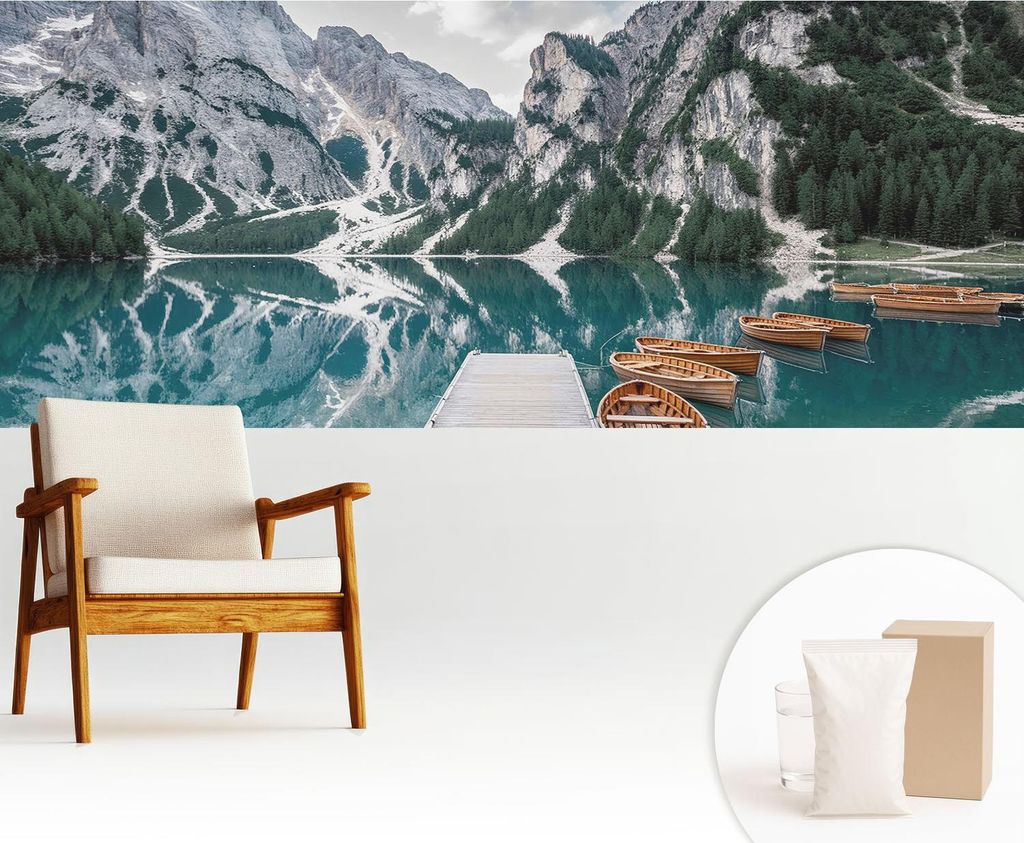 Fototapete - 250x104 cm - Tapete - Wandtapete - Wandbilder - Dekofolie - Tapete Folie - Wand - Dekoration - Wohnzimmer - Bergpanorama