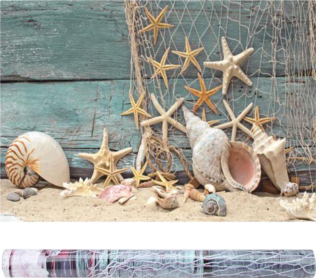 Selbstklebendes Muschel-Seestern-Poster mit 3D-Effekt für die Dekoration von Aquarien (S)