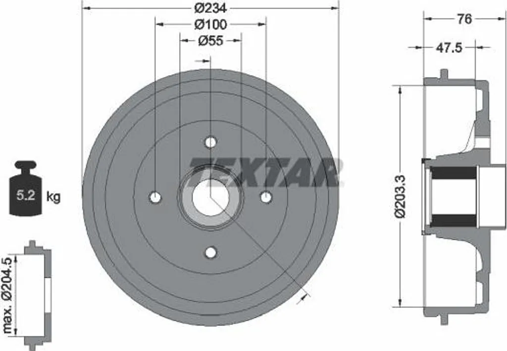 Tambour de frein haute performance TEXTAR pour usure régulière de friction
