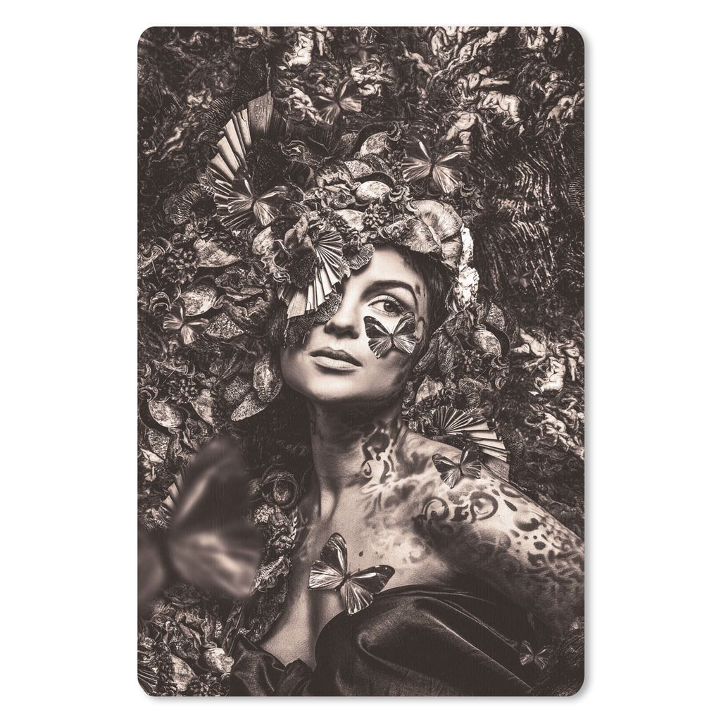 MuchoWow Mauspad Mousepad Frau - Sepia - Schmetterling 40x60 cm - Mousepads - Maus Mat - Pad - Mausunterlage - Schreibtisch Accesoire