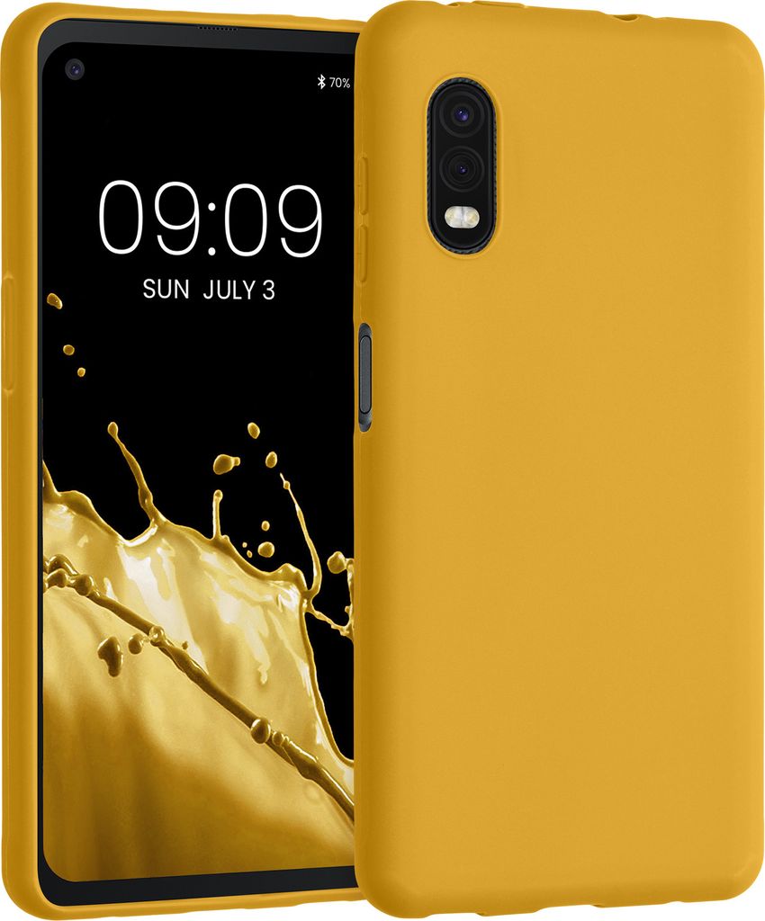 kwmobile Hülle kompatibel mit Samsung Galaxy Xcover Pro Hülle - weiches TPU Silikon Case - Cover geeignet für kabelloses Laden - Honiggelb
