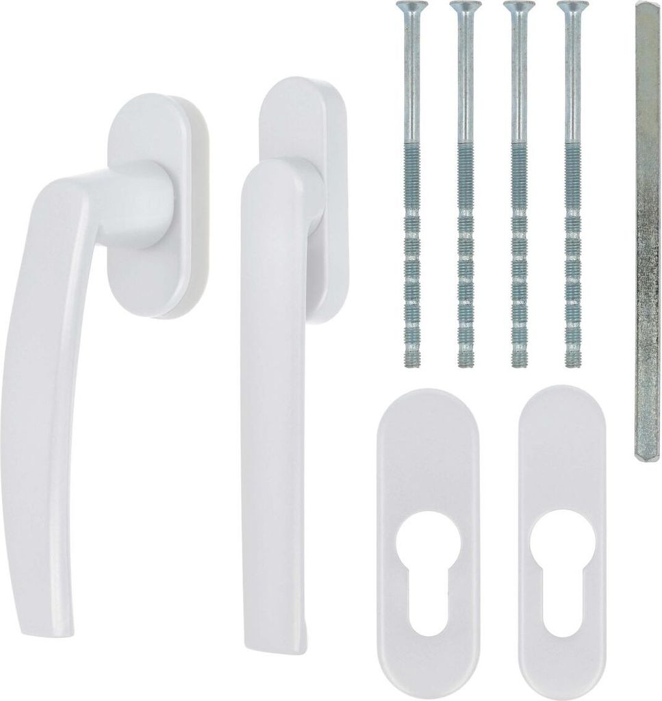 Alu Terrassentürgriff Paar mit Flachgriff für Rollladen - Weiss RAL9016