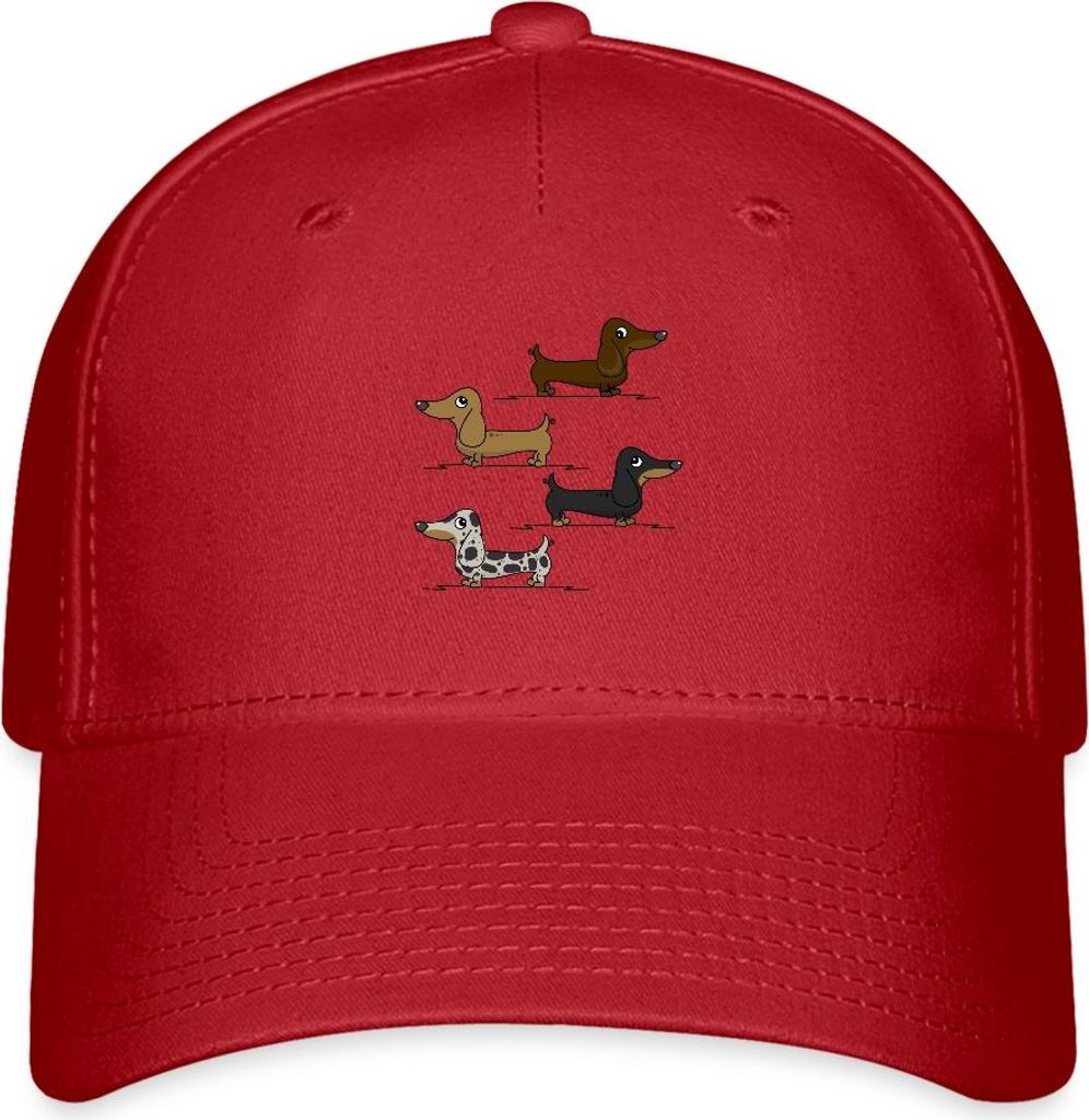 Spreadshirt Witzige Dackel Geschenk Für Hundebesitzer Zwergdackel Flexfit Cap, S/M (Caps), Rot