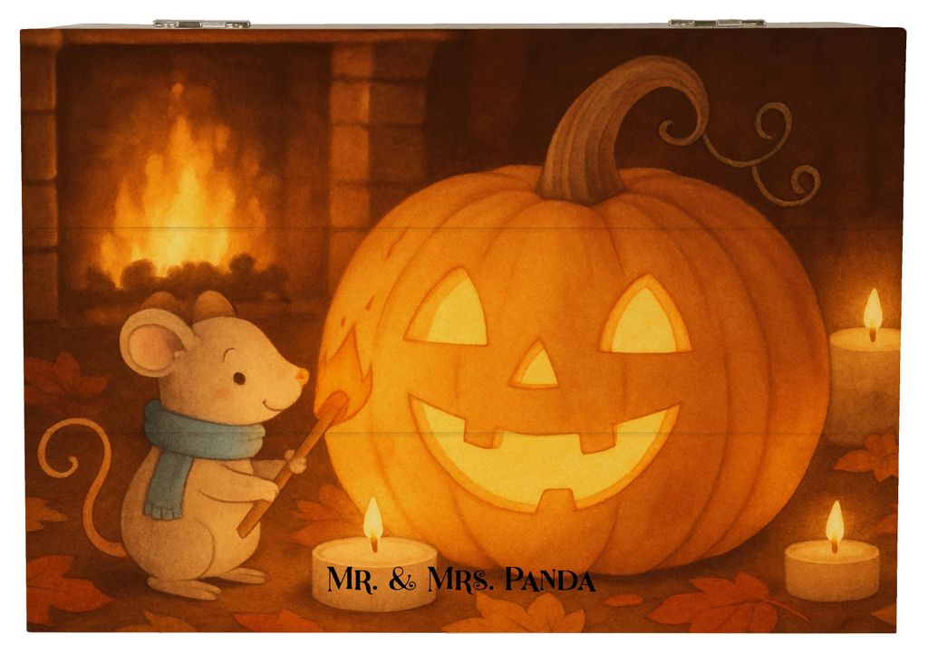 Mr. & Mrs. Panda Geschenkbox Kürbis Maus Design 22 x 15 cm - Weiß - Geschenk, Trick Or Treat, Schatzkiste, Erinnerungskiste, Box, Dekoration, Auf...