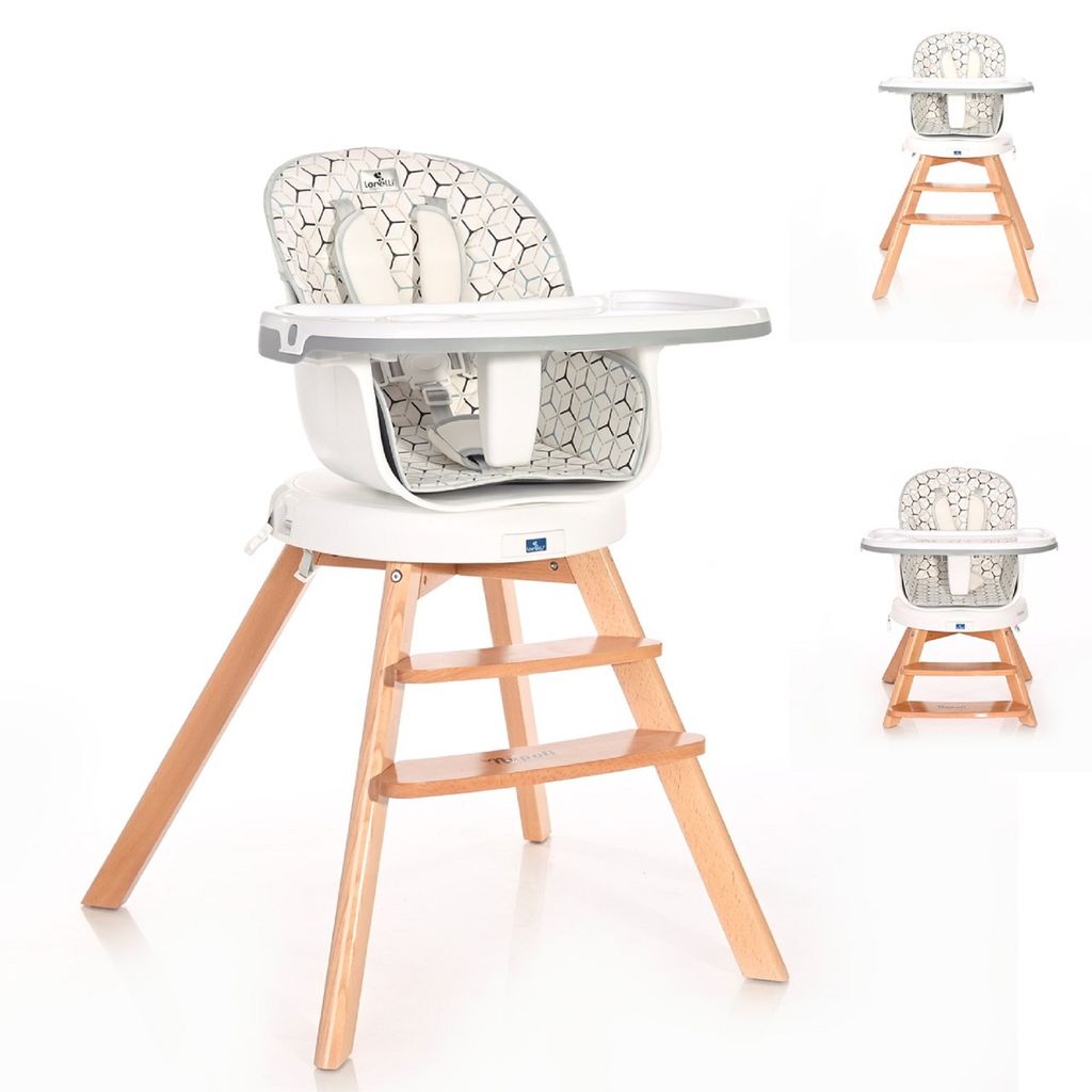 Lorelli Hochstuhl Napoli 3 in 1 Kinderstuhl, Sitz 360° drehbar, Höhe verstellbar grau/weiss