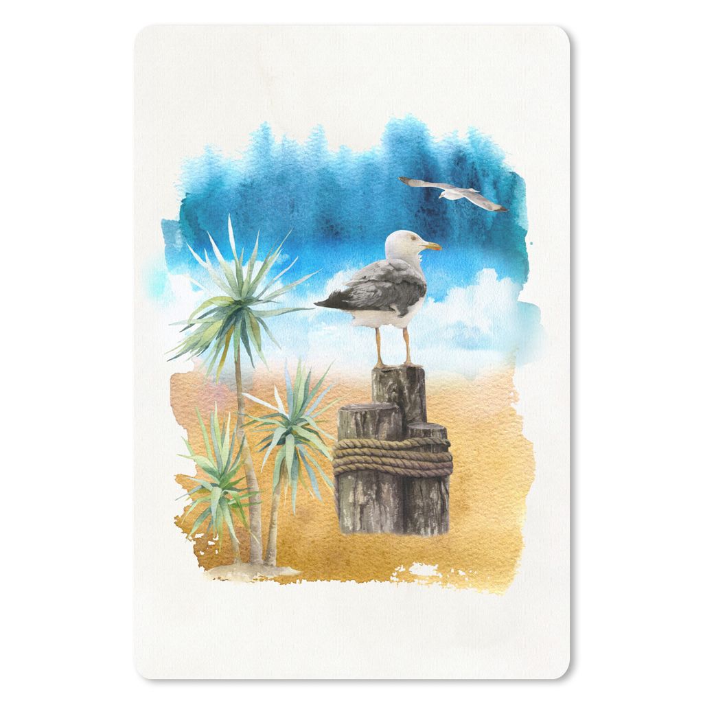 MuchoWow Mauspad Mousepad Vogel - Baum - Strand - Aquarell 40x60 cm - Mousepads - Maus Mat - Pad - Mausunterlage - Schreibtisch Accesoire