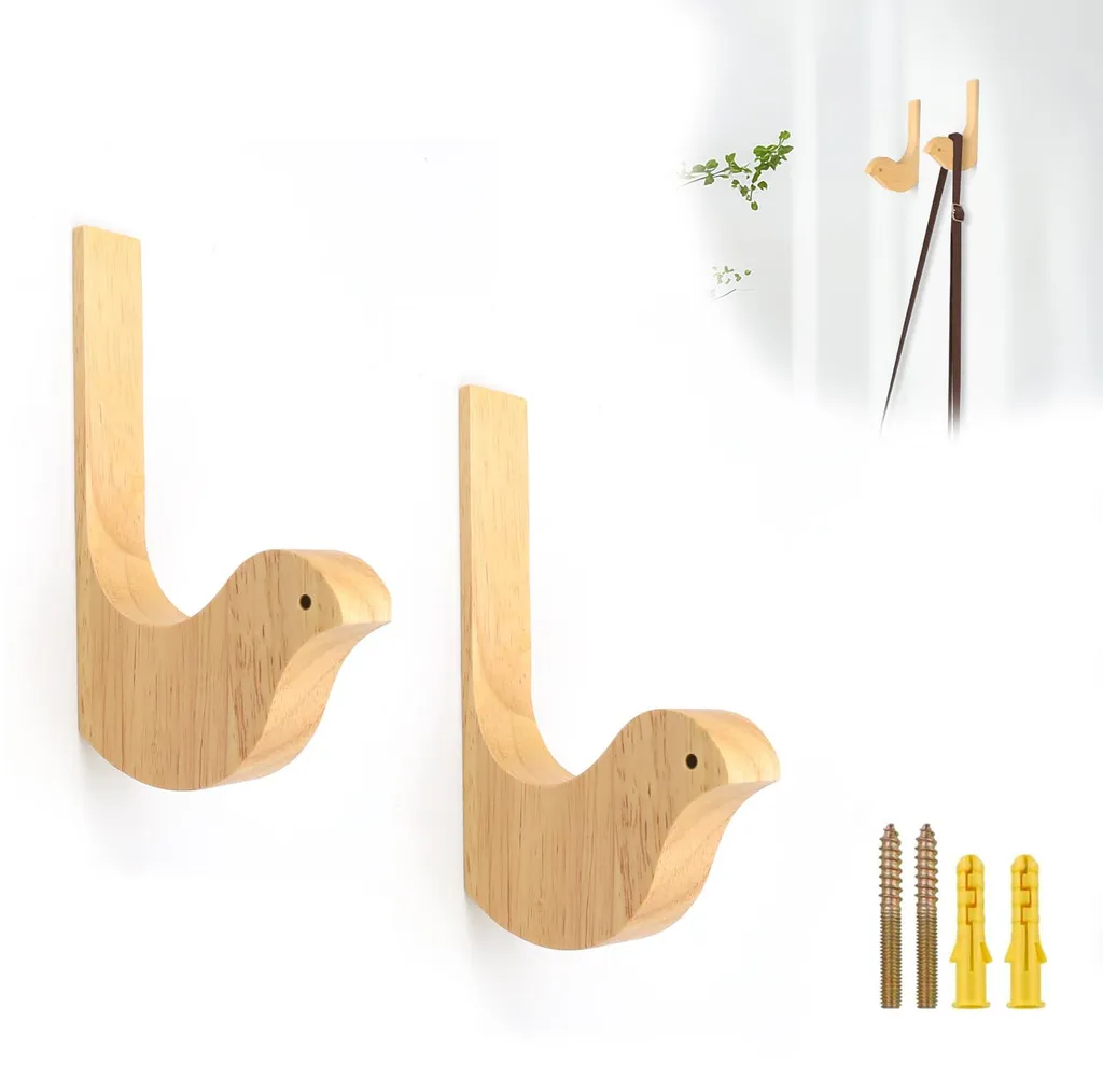 Patère bois oiseau vintage, support mural robuste pour couloir et salon