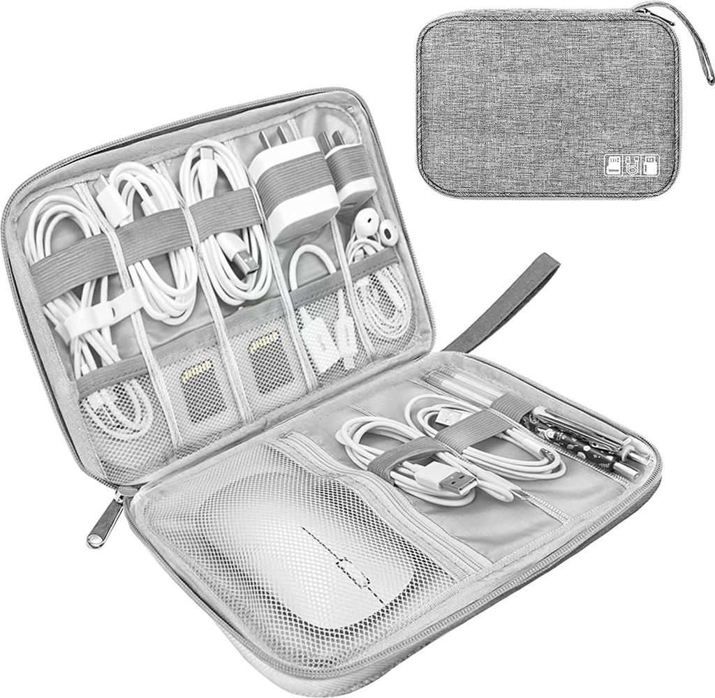 Aufbewahrungstasche Elektronik Zubehör Organizer Reise Tasche Mappe Etui Koffer Grau