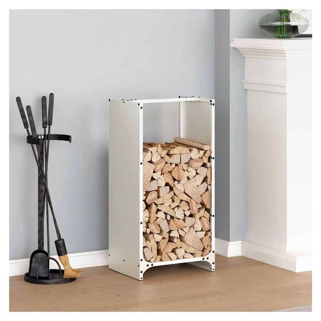 Holzständer, weiß, 40 x 30 x 80 cm, Gewächshaus, Aufbewahrungsregal für Kaminholz, Halterung für Brennholz, große Kapazität
