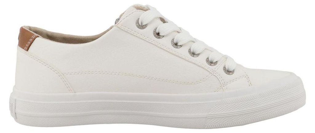 Mustang Damen Sneaker unifarben Reißverschluss Schnürung 26M0222013, Größe:39 EU, Farbe:Weiß