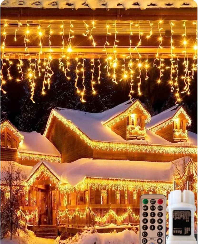 LED-Lichternetz 480-flammig, 15,75m Warm- & Kaltweiß Lichterkette 11 Modi, Timer & Fernbedienung