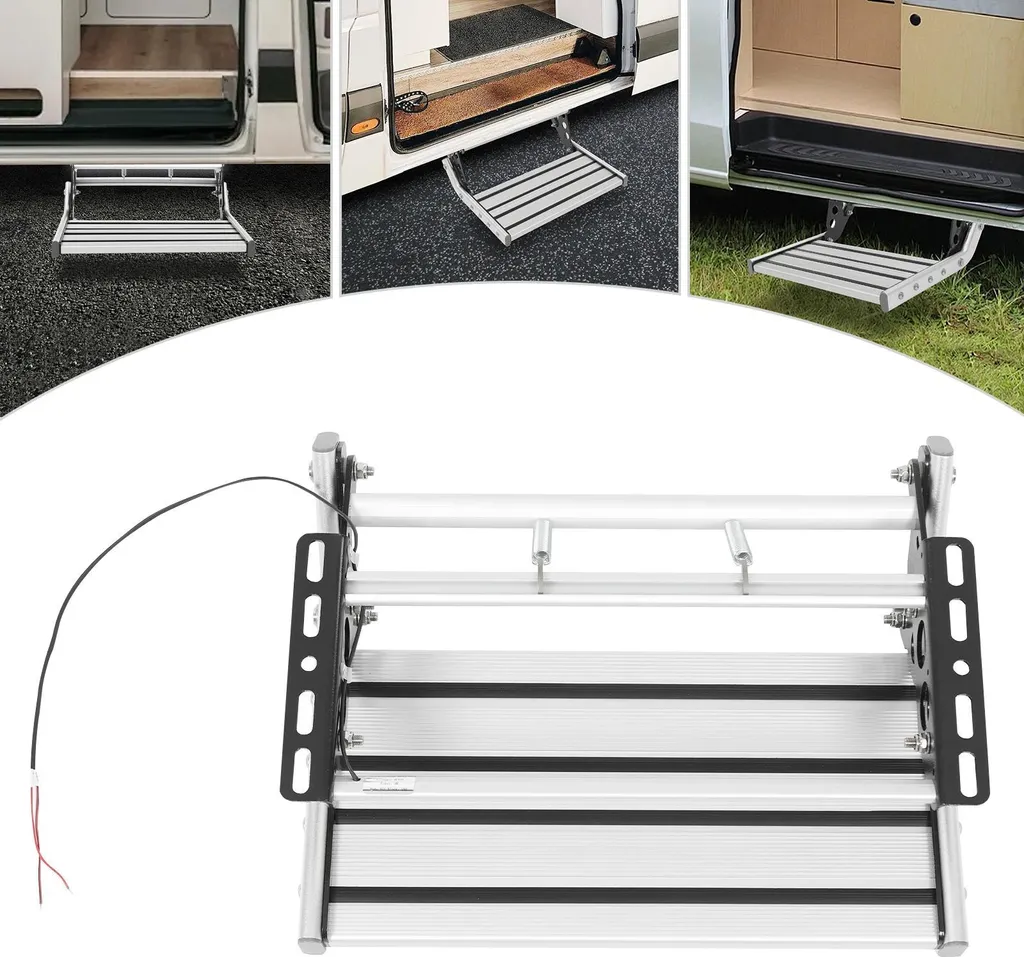 Marchepied camping-car antidérapant en alu argenté charge 150kg