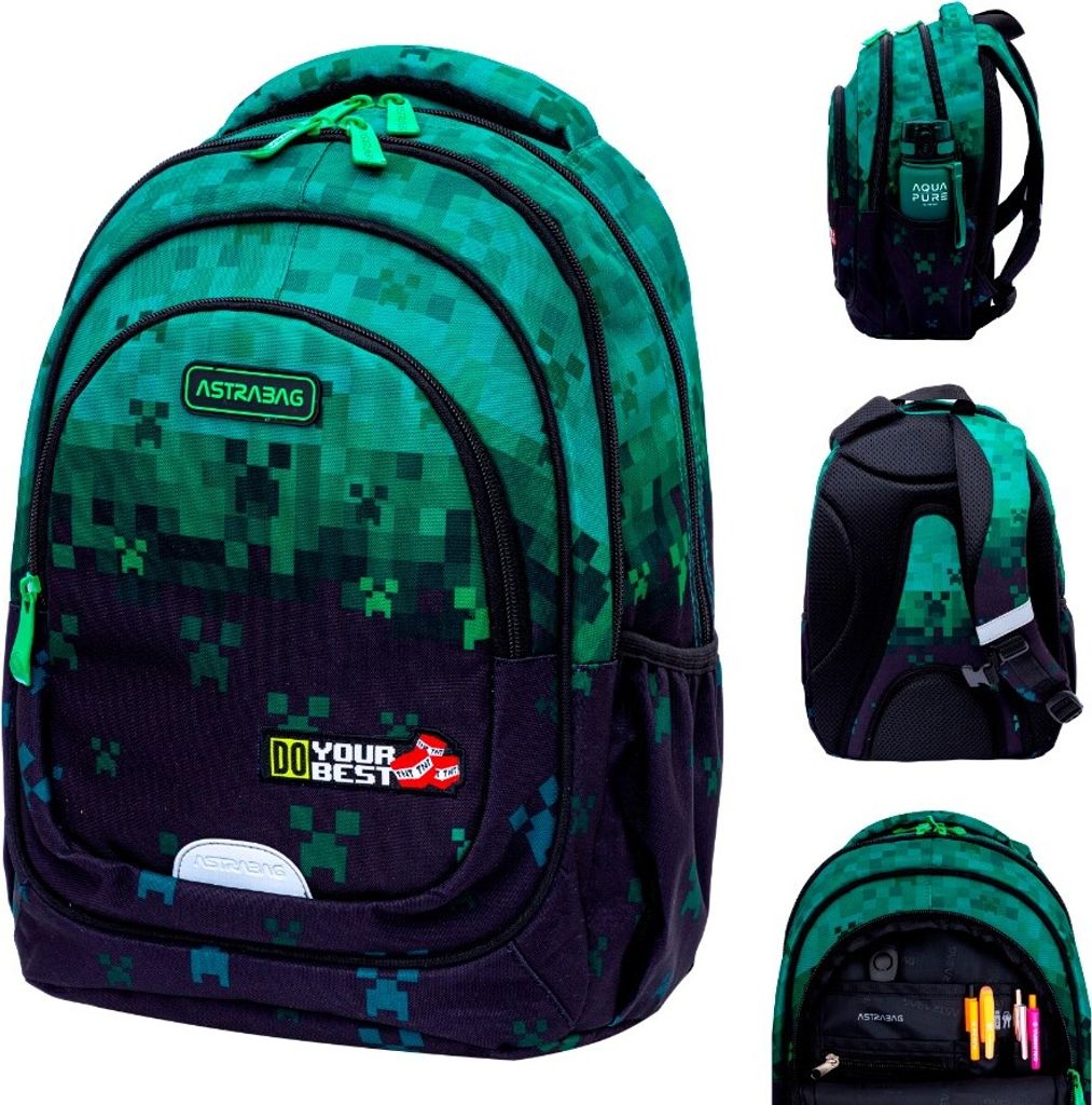 3-Fach-Rucksack Für Jungen Green Room Pixel Backpack 20 Produktbild 