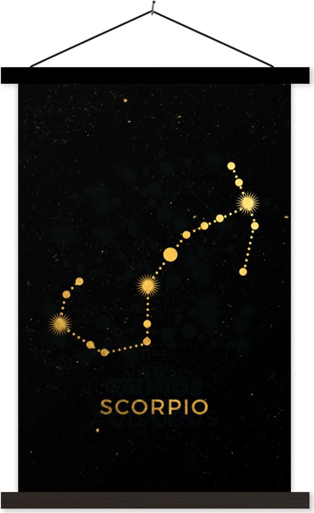 MuchoWow Textilposter Sternbild - Skorpion - Astrologie 40x60 cm mit schwarzem Rahmen - Wanddekorationen