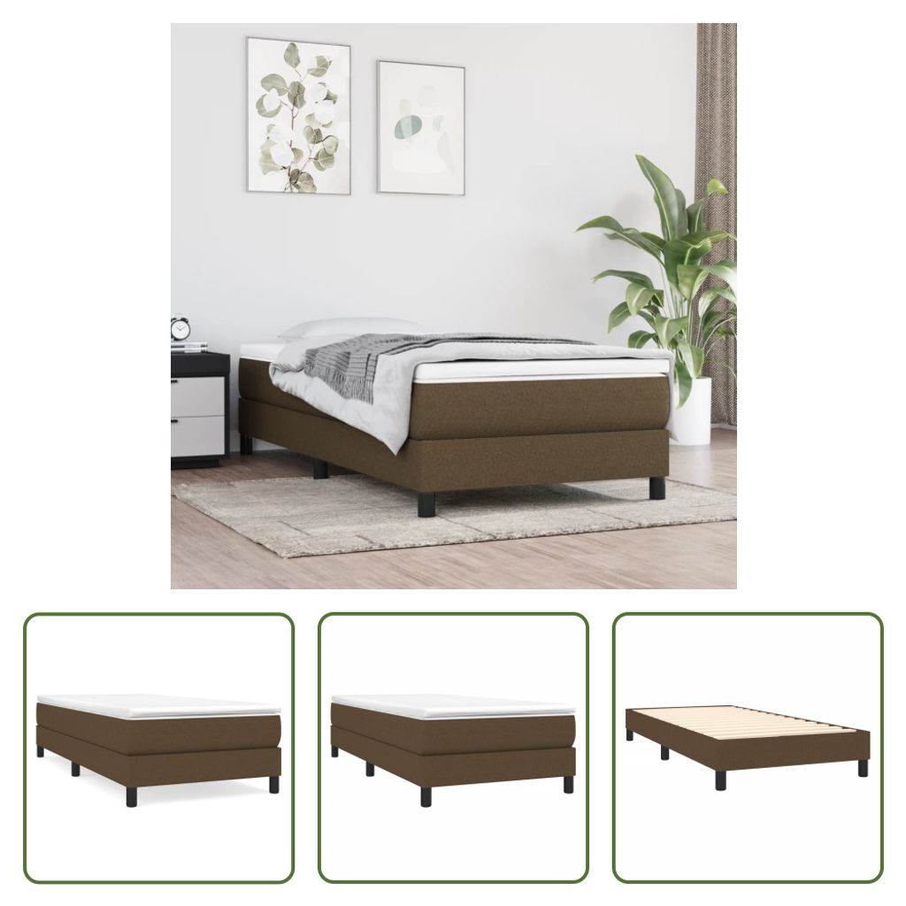 The Living Store Bettgestell Dunkelbraun 90x200 cm Stoff