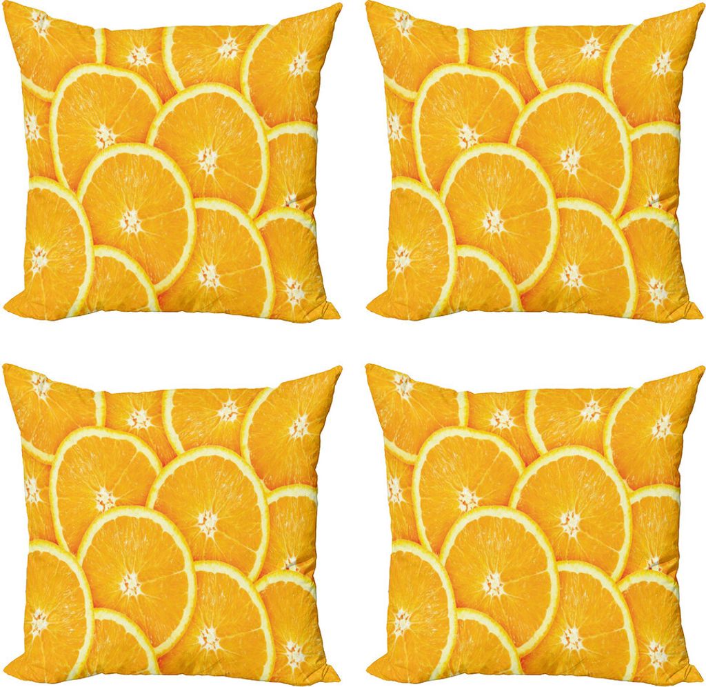 ABAKUHAUS Orange Kissenbezug Set (4 Stück), Zitrusfrucht Orange, Moderner Doppelseitiger Digitaldruck, 50 cm x 50 cm, Ringelblume