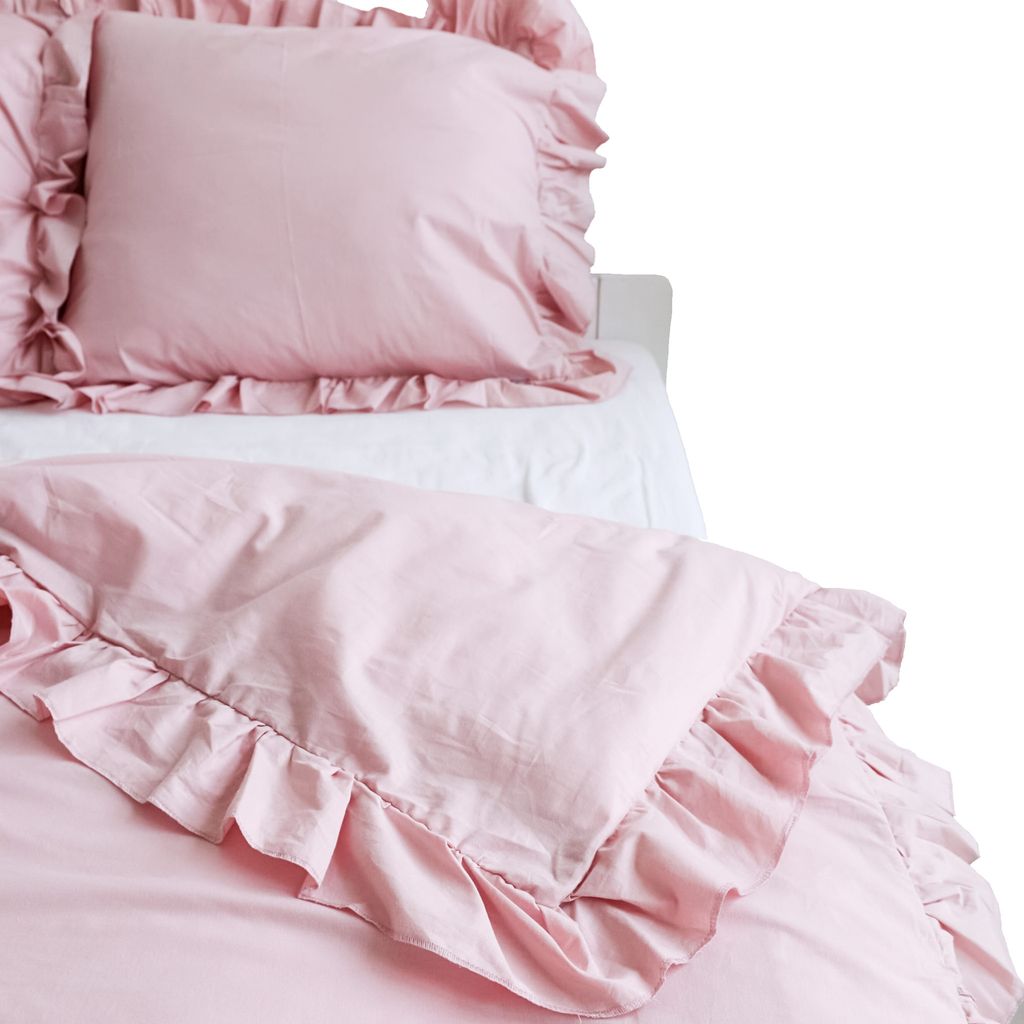 Bettwäsche Mit Rüschen Schlafzimmer Bettdeckenbezug 160X200 Cm Schmutziges Rosa
