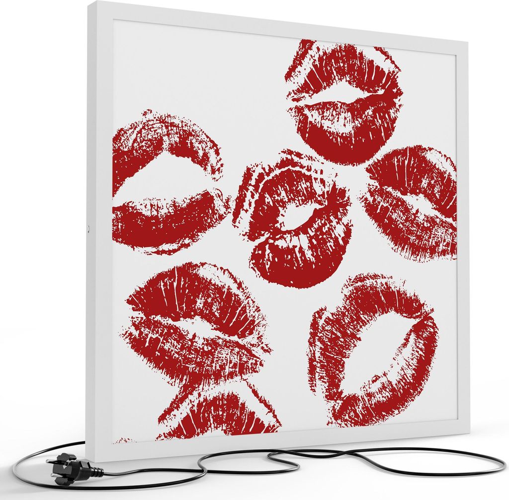 DEQORI LED-Bild & Lampe 60x60 cm Weiß 'Großes Kussgewitter' Leuchtbild LED Leuchte