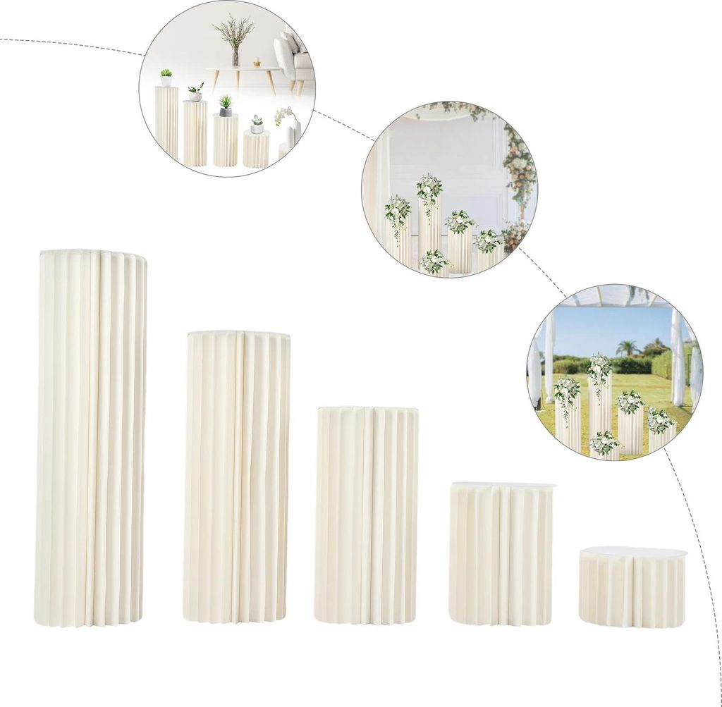 Hochzeits-Tischdeko - Zylindrische Papiervasen 5er-Set - Moderner Stil - Freistehend - Für Centerpieces auf Partytischen - Dunkelkhaki