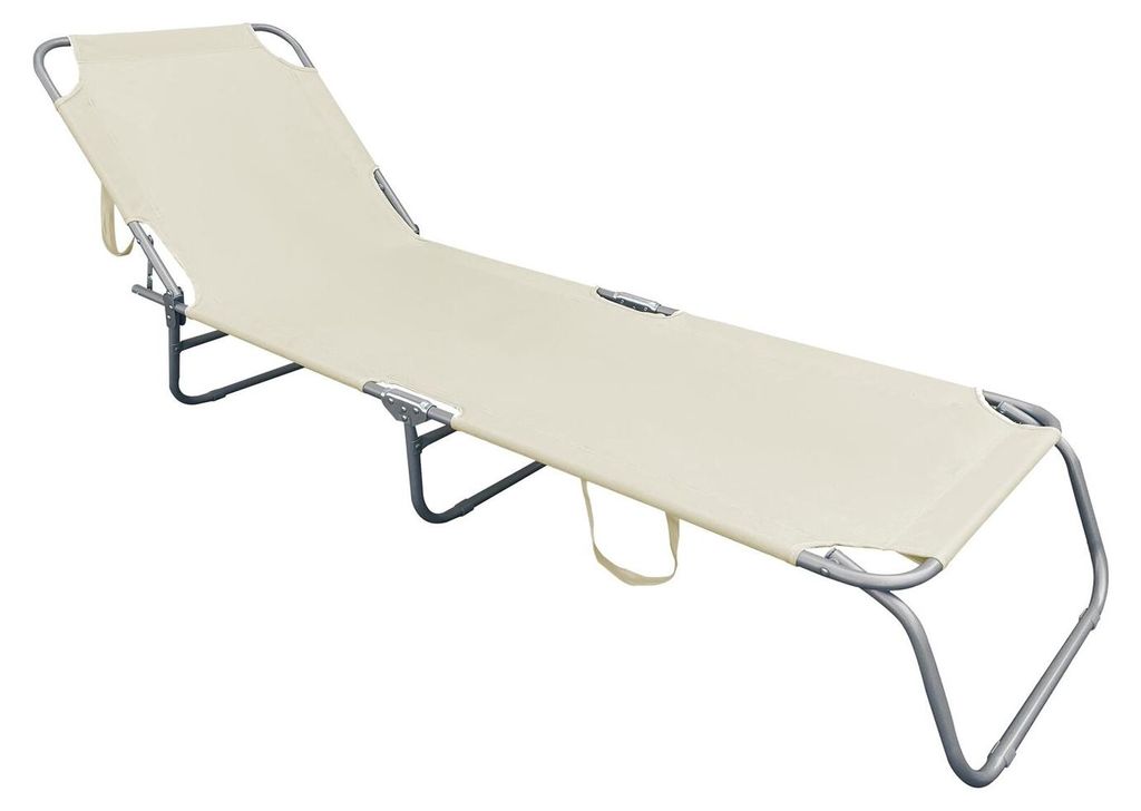 3-Bein Gartenliege Campingliege Beige 186x55x24cm