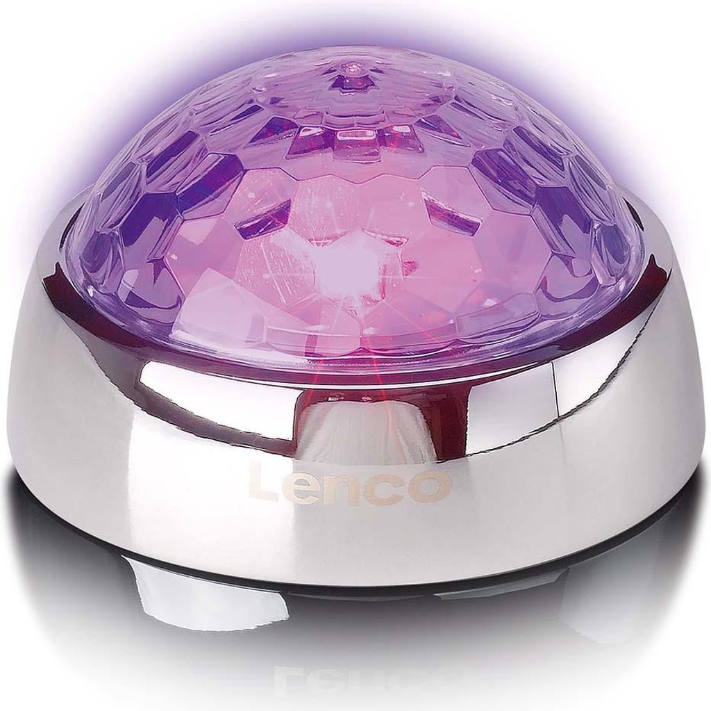 Lenco TTA-080SI – Plattenspieler stabilisator mit RGB-Lichteffekten – Schalplattengewicht 250 g und Diskokugel in einem – Silber