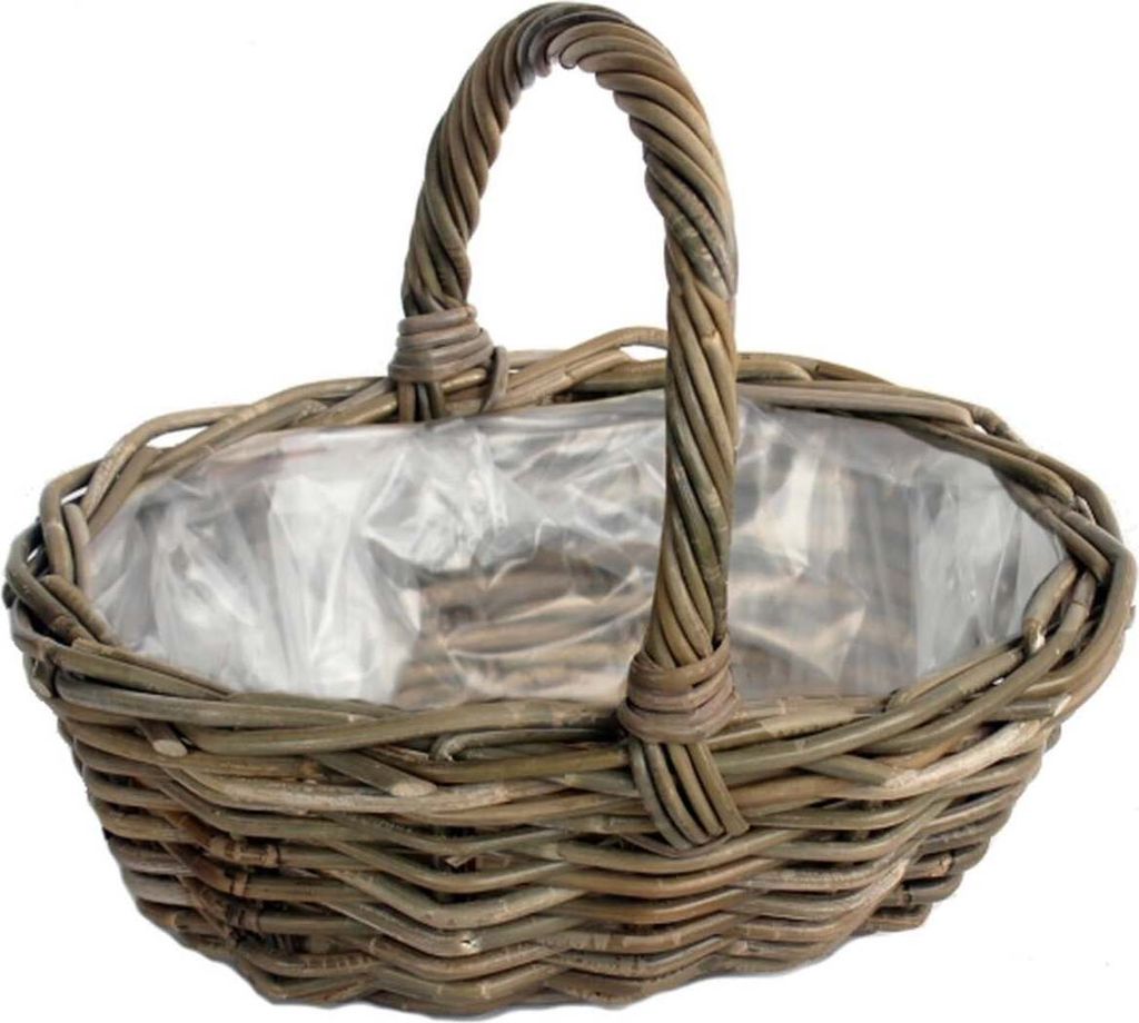 VAN DER LEEDEN Rattan Henkelpflanzkorb Grau mit Produktbild 