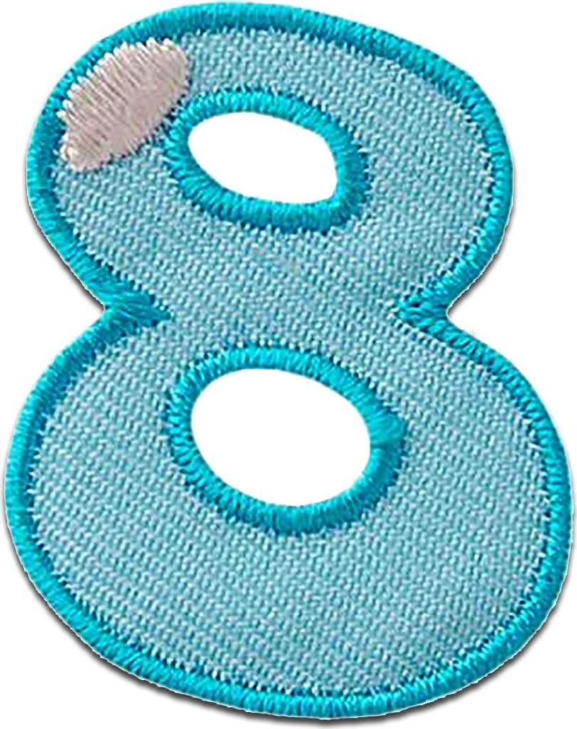 Zahl 8 - 3.3 x 2.5 cm: Zahl/Ziffer Bunt - Aufnäher, Bügelbild, Aufbügler, Applikationen, Patches, Flicken, Zum Aufbügeln