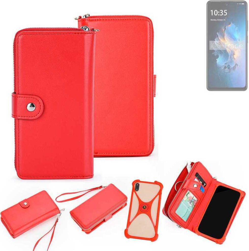 K-S-Trade 2in1 Schutzhülle Portemonnee Handyhülle mit Bumper kompatibel mit FreeYond M5 5G Hülle Case Etui Geldbörse Smartphone rot (1x)