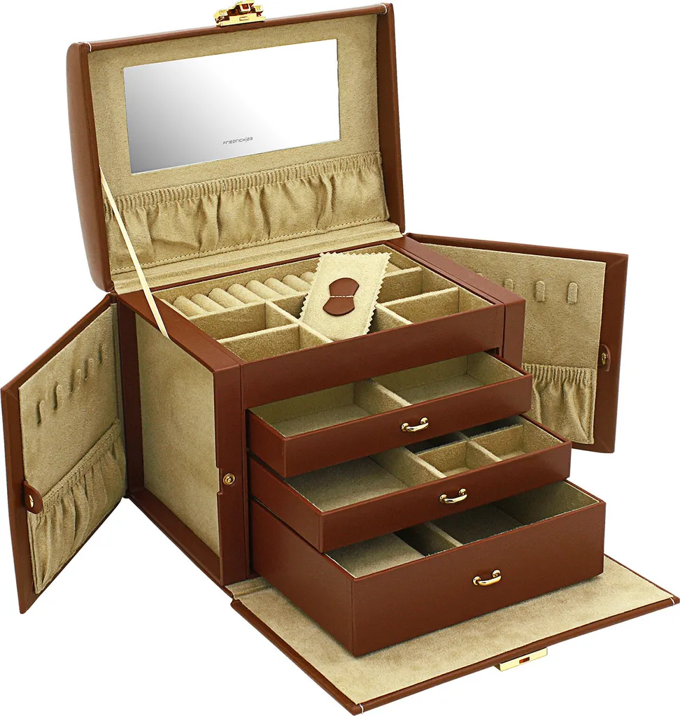 Rangement bijoux Friedrich 23 Cordoba en cuir brun pour voyage et maison