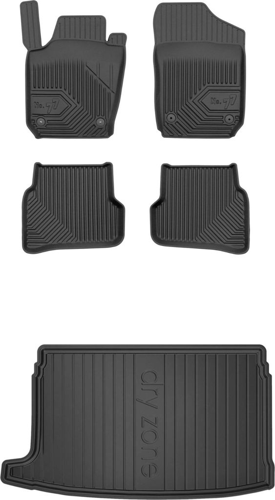 FROGUM Gummimatten Auto Fußmatten + Kofferraummatte für Volkswagen Polo V 2009-17