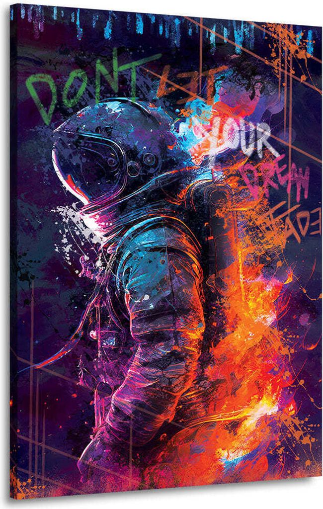 Pop Art Astronaut Dreams Wandbild Leinwandbild Kunst XL Deko: 100x150x4cm