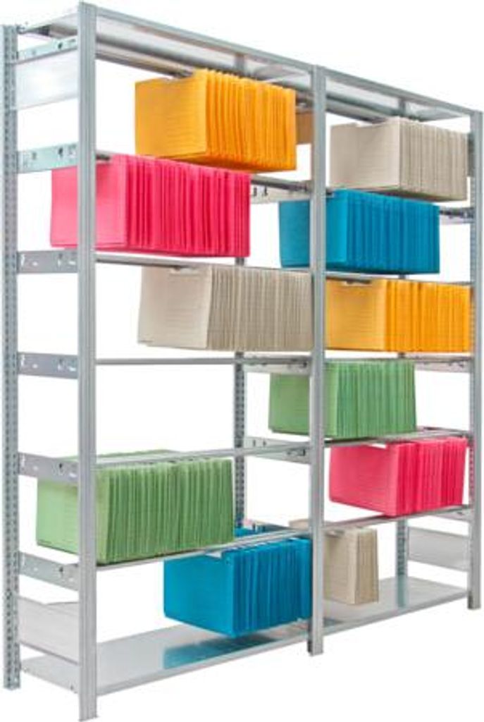 Pendelhefter Regal für Leitz/Elba - 45 kg - 2.000 x 1.005 x 350 mm (HxBxT) - 6 Pendelstangen - Grundregal - verzinkt - Steckregal BERT