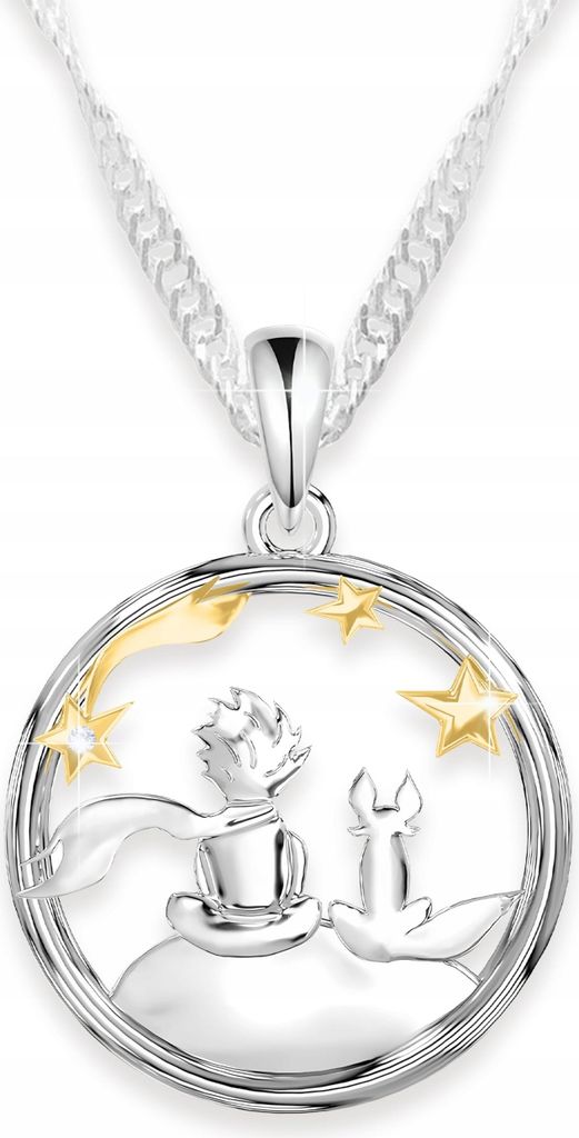 Halskette Silber Der kleine Prinz Fuchs Mond Sterne Produktbild 