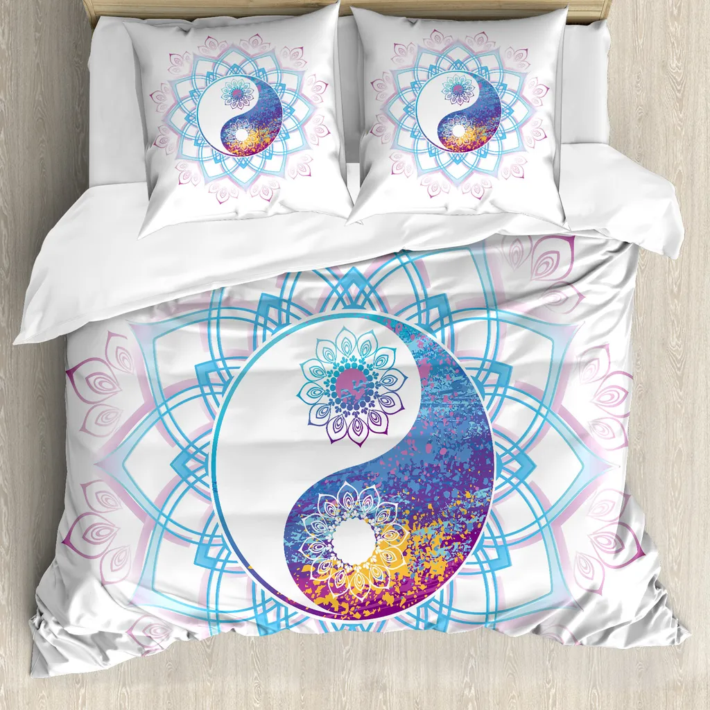 Set Letto ABAKUHAUS Yin Yang Strudel 200x200 Viola Azzurro - Shop