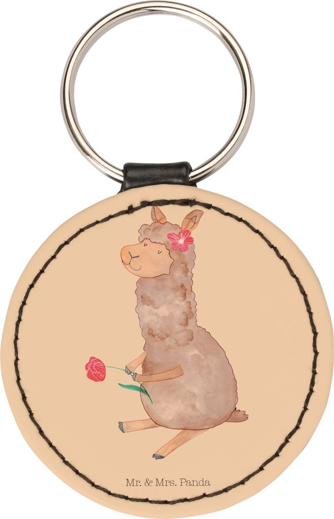 Mr. & Mrs. Panda Schlüsselanhänger Alpaka Blume - Kaktus Grün - Geschenk, Lamas, Bunt, Spruch, Lama, Modern, Anhänger, motiv, Taschenanhänger